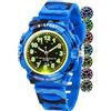GUUMUXIN Orologio Analogico,Luci Colorate,30m Impermeabile,TPU,5-14 Anni