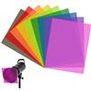 Minxulan 9 Pezzi Filtri Colorati Trasparenti, 29.5x21 cm Gelatine Fotografiche Sovrapponibili, Filtri Colori Gel A4, Fogli Acetato Colorati Ideali per Faretti LED, Flash Fotografici, Video e Decorazioni DIY