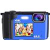 CCZRD Dual Screen Fotocamera Fotografica Da 64 MP Registratore Selfie Videocamera Vlog 4K UHD Zoom 16X Compatta Webcam Live Streaming Cattura Facilmente Momenti Meravigliosi(With 32G,With 2 Batteries)