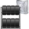 Cecaylie Scaffale Portagomme Supporto per Pneumatici, Auto Pneumatici Scaffali cerchione per 8 Pneumatici, con Struttura in Scciaio a Due Strati, per Officina, Magazzino, Garage, 107 * 46 * 117 cm