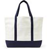 Amazon Essentials Grande borsa da spiaggia in tela resistente Unisex Adulti, Naturale/Navy, Taglia unica