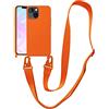 VooDirop Collana per cellulare compatibile con Apple iPhone 13 Necklace Custodia in nylon tracolla morbido silicone TPU Cover con cordino da appendere custodia protettiva con elegante cinturino (arancione)