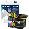 LCL Cartucce d'inchiostro Compatibile LC529 LC525 XL LC529XLBK LC525XLC | LC525XLM LC525Y XXL Sostituzione per Brother DCP-J100/J105/ MFC-J200 (Nero Ciano Magenta Giallo,4-Pack)