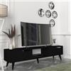 [en.casa] Mobile Porta TV con 2 Ante a Ribalta e Vano Centrale Aperto Tavolo Basso 2 Scomparti Chiusi Stand Multimediale per Soggiorno Salotto 160 x 35 x 40 cm - Nero