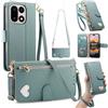 LIAOCY Portafoglio Custodia per OnePlus 15, A Tracolla Flip Cover in Pelle PU con Motivo a Cuore【Fibbia Magnetica】, Anticaduta con Supporto, Blue.