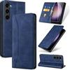 Phoona Cover per Samsung Galaxy S23 5G con 1 Vetro Temperato, Custodia Portafoglio Pelle PU Alta Qualità [Blocco Rfid][Antiurto][Magnetica][Porta Carte][Funzione Supporto] Libro Case Blu