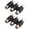 Jopto 2PCS Triple 3 Phono a Phono Joiner Connettore Femmina a Femmina Accoppiatore DVD Di Prolunga Audio Adattatore Placcato Nichel Nero