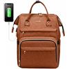 LOVEVOOK Zaino per PC Donna Multitasche, Laptop 15.6 Pollici Portatile, Zaino Impermeabile Antifurto, Borsa da Viaggio Lavoro Ufficio Università Business Scuola, Arancione