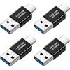 QEAS 4 adattatori USB 3.0 a USB C maschio | Convertitore da USB A a tipo C con funzione OTG, trasferimento dati fino a 10 Gbps, Gen 2, per laptop, notebook, smartphone