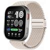 GIOPUEY Cinturini Magnetica Compatibile con Amazfit Bip Max, Cinturino in Morbido Nylon Intrecciato [Unisex] [Traspirante] - Beige