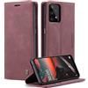 WJXEXRS Cover per Samsung Galaxy A32 / M32 5G, Custodia in Pelle Premium, Supporto Slot per Schede, Portafoglio Kickstand Flip Wallet Magnetica Custodie Porta Carte, Adatto per Galaxy A32 -Vino Rosso