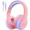 EarFun Cuffie Bambini Cablate con Microfono, USB-C, Rosa Ombre