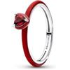 PANDORA Heart Sterling Silver Ring with Salsa Red Crystal and Red Enamel