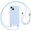 Vauki Cover per Cordino con Collana per iPhone 13 6.1, Custodia Silicone Morbido con Corda, Case Tracolla Antiurto con Necklace Regolabile per iPhone 13, Viola