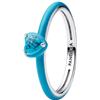 PANDORA Bague pour femme en argent avec cœur turquoise 193828C01, 58/18,5, Argent sterling, Aucune pierre précieuse