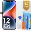 bokman Schermo per iPhone 12 PRO Max, 6,7 LCD di Ricambio Kit Riparazione | FHD LCD touch, utensili, adesivo e pellicola inclusi, True Tone dopo programmazione, A2342/A2410/A2411/A2412