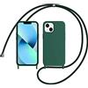 LIUKM Custodia Compatibile con iPhone 13 Mini, Custodia da Collo per Smartphone,Cover con Cordoncino da Indossare Cordino Laccio Morbido Silicone Necklace Bumper Case - Verde scuro