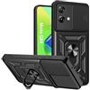 ESTH® Cover per Motorola Moto G84 5G con Custodia per Fotocamera Scorrevole e Supporto ad Anello [Custodia Paraurti Compatibile con Supporto Magnetico per Auto], Nero