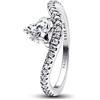 PANDORA 193661C01 Bague pour Femme avec pavé ondulé cœur en Argent, 58/18,5, Argent Sterling, Zircone cubique
