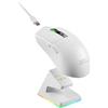 Mars Gaming MMW-ELITE, Mouse Wireless Gaming, Bluetooth 5.4 + 2.4GPRO + Cavo, Sensore Ottico PixArt PAW3311PRO 20000 DPI, Ultralight 69g, 6 Pulsanti, Schermo OLED, Base Ricarica Magnetica RGB, Bianco
