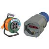 Electraline 49108 Prolunga Elettrica 25 mt con Avvolgicavo 4 Prese Polivalenti & 80863 Adattatore Spina a 3 Poli Industriale CEE Presa polivalente