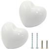 Suiwotin 2 pomelli bianchi in ceramica a forma di cuore, per cassetti, armadietti da cucina, maniglie decorative per armadio, armadio, porta di mobili