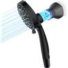 zenlavia Soffione doccia grande con tubo & supporto magnetico - Doccia a pioggia con filtro, soffione doccia con 10 tipi di getto, alta pressione, risparmio d'acqua, anticalcare e funzione massaggiante, nero
