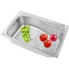 KKVUIIFF Lavello da cucina color argento, 65 x 44 cm, in acciaio inox, con scolapiatti e tubo di scarico, 1 vasca, per cucina, ristorante