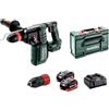 metabo Martello combinato a batteria KH 18 LTX BL 28 Q - 18 V, 3 J di energia d'impatto, 4.470 colpi/min - Aspirazione polvere, SDS-Plus, senza spazzole - 2 batterie, caricabatterie e metaBOX 165 L
