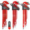 TOMMARS Set di chiavi esagonali magnetiche a punta sferica, in acciaio S2, con impugnatura a T, chiavi a brugola, misure SAE 1/16-3/8, 1,5-10 mm, Torx T10-T50