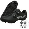 Surwin Scarpe Ciclismo MTB Uomo Donna, Scarpe Mountain Bike Unisex Traspirante Antiscivolo con 2 Bulloni e Tacchetti, Sneakers con Design Fibbia Girevole, 36EU-47EU (Nero A,42)