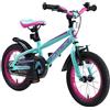 BIKESTAR Bicicletta Bambini 5 Anni | Bici Bambino Bambina 14 Pollici Freno a Pattino e Freno a retropedale | 14" VTT Edition Turchese e Berry