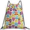 Generic Unisex Coulisse Tasche Owls with Different Expressions Sacca Sportivo Personalizzato Zainetti per Nuoto Festival Viaggi 36X42Cm