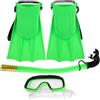FOYTOKI Set da Snorkeling per con Maschera, Boccaglio, Pinne Regolabili e Accessori per il Nuoto, Attrezzatura per Snorkeling e Avventure Subacquee, Verde, per, 1 Set