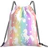 Generic Unisex Zaino Coulisse Cute Rainbow Uni-Corns Sacchetto Sportivo Leggero Zaino da Viaggio per Spiaggia Yoga Uomo 36X42Cm