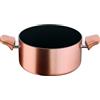 Lagostina Rosé, Casseruola Fonda Antiaderente Ø 20 cm, Colore Oro Rosa | Rivestimento Titanium, Antiaderente, Indicatore di Calore Thermo-Signal, Manici Rivettati, Compatibile con Induzione