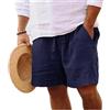 Yageshark Pantaloncini estivi da uomo in lino leggeri e ariosi tinta unita vestibilità ampia per il tempo libero pantaloni corti, marrone, M