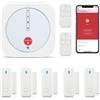 YISEELE Allarme casa, Wifi Sistema di Allarme Senza fili, Antifurto Allarme per con APP, Kit 9 Pezzi: Hub, Sensori Finestra, Telecomandi, per Appartamento, Garage, Ufficio, Lavora con Alexa, Google