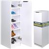 BAKAJI Scarpiera Mobiletto Multiuso Salvaspazio in Legno Antigraffio, Mobile Porta Scarpe Porta Tutto con 6 Vani e 5 Ripiani, Ideale per Casa, Ingresso, Ufficio, Soggiorno, 30 x 35 x 100 cm (Bianco)