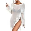 Jinsha Copri Costume Abito Donna Costumi Mare Lui lei Vestitino Spiaggia Pareo Estivo Corto Camicione Bikini Bagno Cover up Tunica Boho Maglia Uncinetto per da Vestito Mare Costumi Sexy Donna Bianco