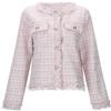 Generisch Giacca in tweed da donna con dettagli frange - Elegante giacca bouclé in stile parigino Chic | Classica giacca a scatola per un look senza tempo, Stil_b02 rosa, M