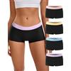 INNERSY Culotte Donna Cotone Mutande Boxer Boyshorts, M, 4 Contrasto Nero