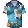 WZYCWB Running Unicorns - Camicia da uomo a maniche corte - Camicia casual con bottoni, abbigliamento da spiaggia per vacanze, nero, XX-Large