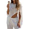 JasmyGirls Top Donna in Maglia a Crochet con Poncho Trasparente Y2K, Coprispalle e Bolero da Spiaggia, Scialle in Mesh per l'Abbigliamento da Mare, bianco, XS-XL