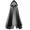 CHENGLI Costume di Halloween da donna, mantello trasparente a lunghezza intera con cappuccio, velo coprente per la testa, mantello in tulle per Halloween, matrimonio, vampiro, sposa, fantasia, abito da ballo
