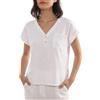 Amazhiyu Canotta estiva da donna in lino, a maniche corte, bianco, L