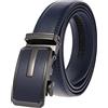 Anopo Cintura Uomo in Pelle Vera con Fibbia 3.1mm Blu 110CM