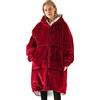 UMIPUBO Felpa con Cappuccio Donna Uomo Coperta TV Cerniera Oversize Pullover Blanket Hoodie Super Confortevole Sherpa Fleece Jumper Coperta Gigante (Vino rosso, Taglia unica)