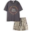The Lord Of The Rings Lord of The Rings Set Pigiama da Uomo Grigio Antracite a Maniche Corte | Pantaloncini con Stampa della Mappa della Terra di Mezzo e Coulisse | Abbigliamento da Notte e per Il Tempo Libero