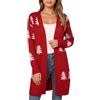 Generisch Cardigan lungo da donna con motivo albero di Natale - Cardigan aperto per il periodo invernale | Cappotto a maglia festivo con stampa albero di Natale